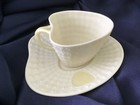 vintage BELLEEK heart shape CUP & SAUCER SET gold 1980-1992 hallmark EXCELLENT! — photo 8