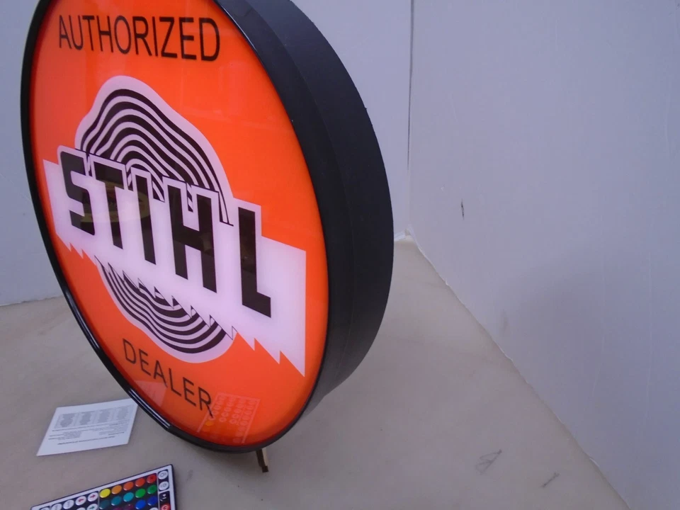 Stihl orange logo Round LED Display lighted sign lightbox Wall Hanging - Image 2 of 4