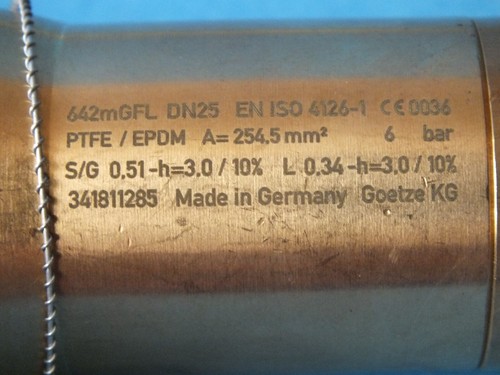 Goetze KG 642mGFL DN25 A=254,5mm2 6bar Safety Relief Valve Screwed ¾" - Picture 3 of 6