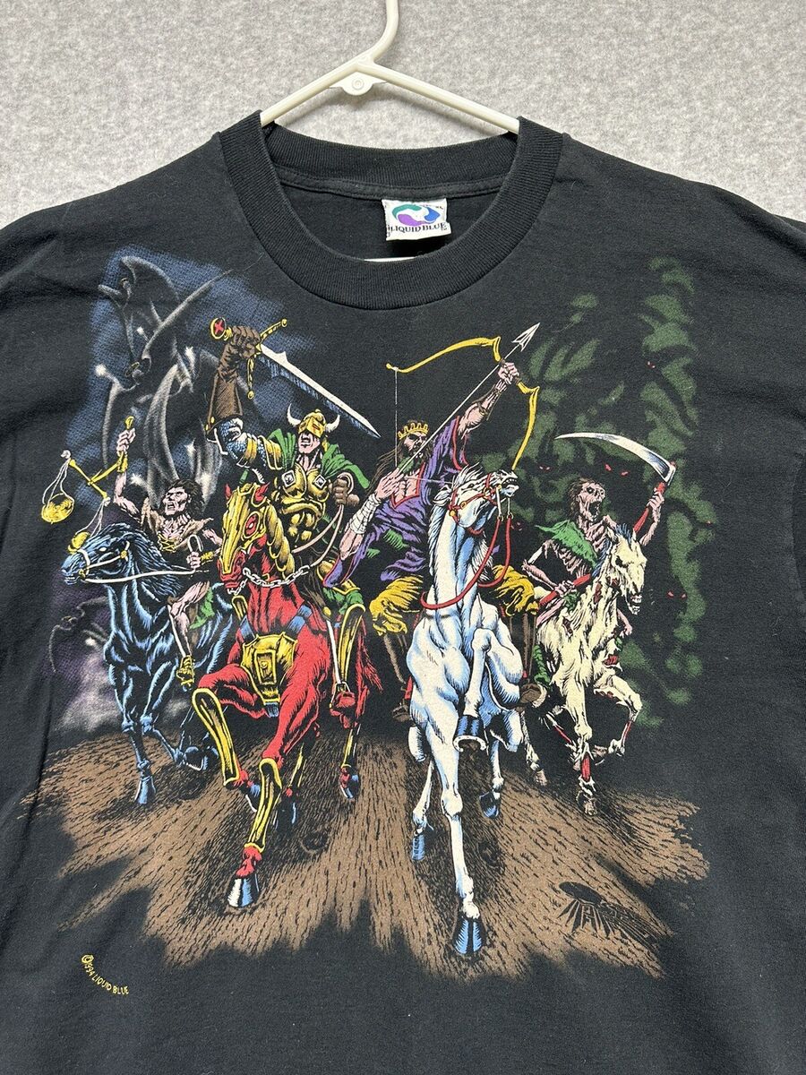 Vintage 1994 Liquid Blue 4 Horseman Shirt Reaper Skeleton Vintage 1994 Liquid Blue 4 Horseman Shirt Reaper Skeleton