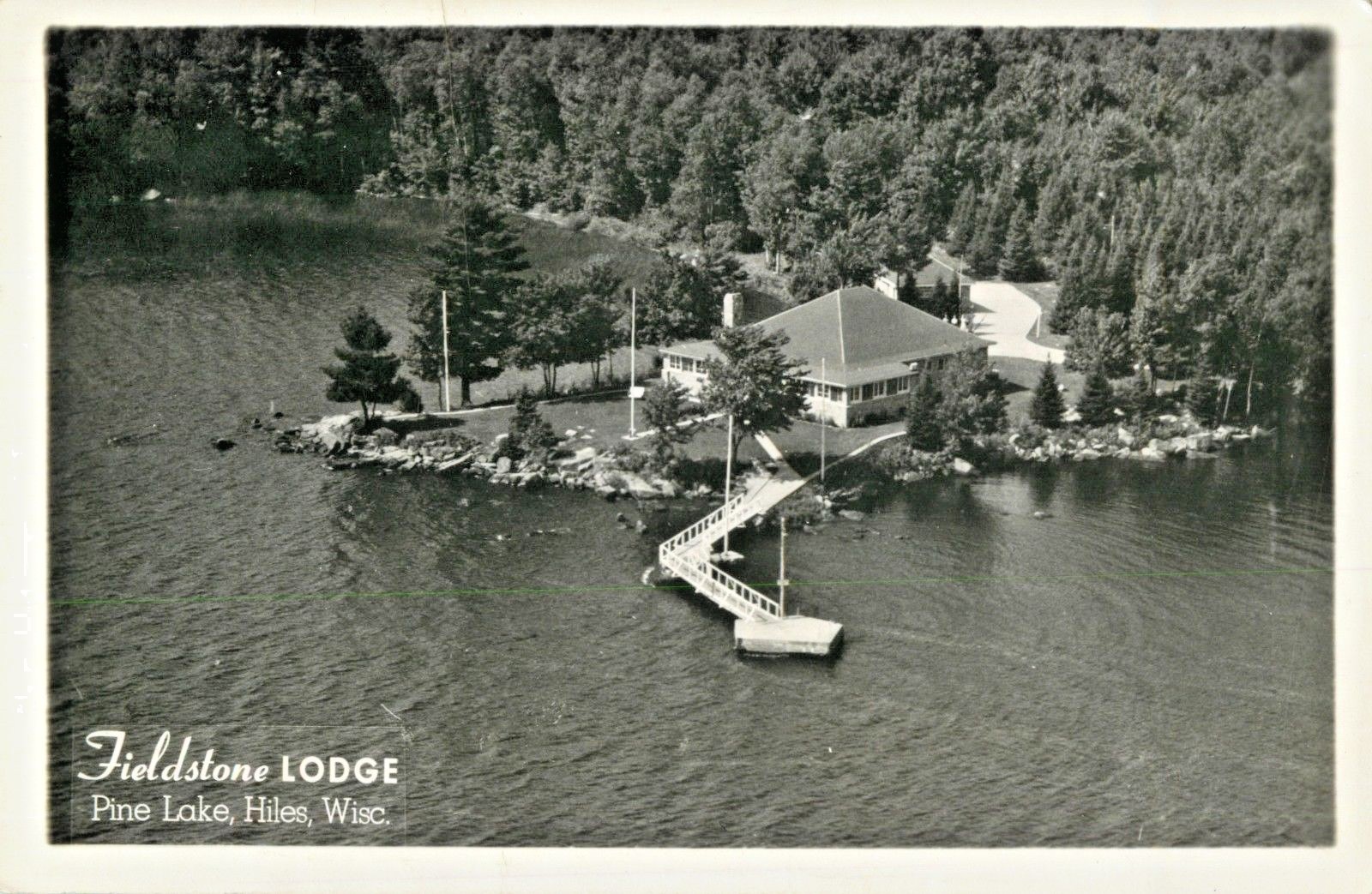An Aerial View Of The Fieldstone Lodge, Pine Lake, Hiles, Wisconsin WI RPPC 1957 eBay