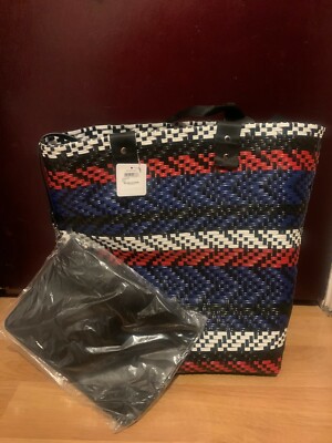 Nordstrom Authentic Artisan Woven Plastic Tote Handbag Purse