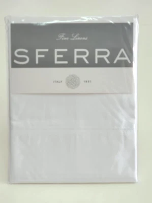Sferra Matteo White King Pillowcases Pair 100% Cotton Sateen Made Italy
