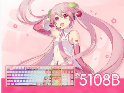 AKKO 5108B Plus  Hatsune Miku RGB Mechanical wireless pink Keyboard 108 Keys