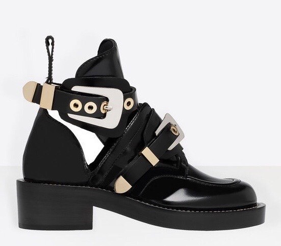 BALENCIAGA CEINTURE BLACK LEATHER ANKLE BOOTS 36.5