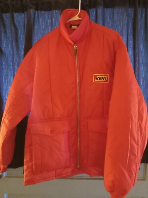 Vintage KENT Seed Farmer Jacket Patch Full Zip Swingster Nylon Red Men's large