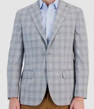Tommy Hilfiger Men's Gray Plaid Modern-Fit Stretch Sport Coat Suit Jacket Sz 36S
