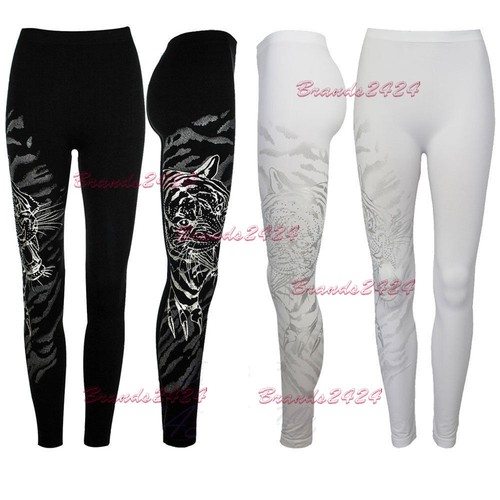 New Ladies Womens Patterned Leggings Tiger print Black leggings eBay