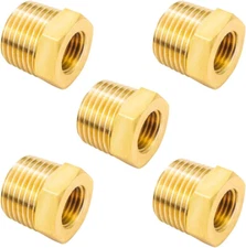 Brass Reducing Hex Bushing 1/2" NPT Male to 1/4" NPT Female Pipe Fitting Reducer