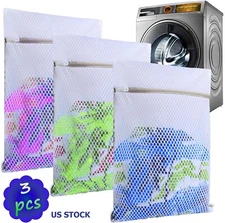3Pcs Zipped Wash Bag Mesh Net Laundry Washing Machine Lingerie Underwear Bra 24"