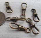 1 Vtg Swivel Clip. Dark Gold/ Bronze. Pocket Watch Chain End Clasp/ Dog Clip. — photo 4