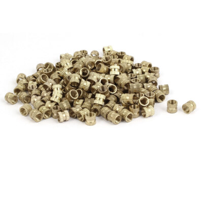 100pcs M5 6mm Female Thread Brass Knurled Threaded Round Insert Embedded Nuts