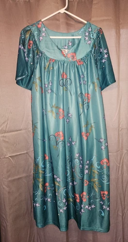 Anthony Richards Sweetheart Neck Lounger Teal Floral Dress/Nightgown 3x NEW