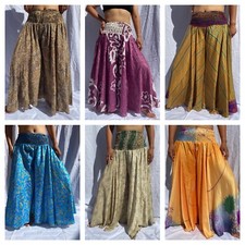 5 Pcs Indian Silk Saree Wide leg pant, Vintage Silk pants, Women Palazzo Pant