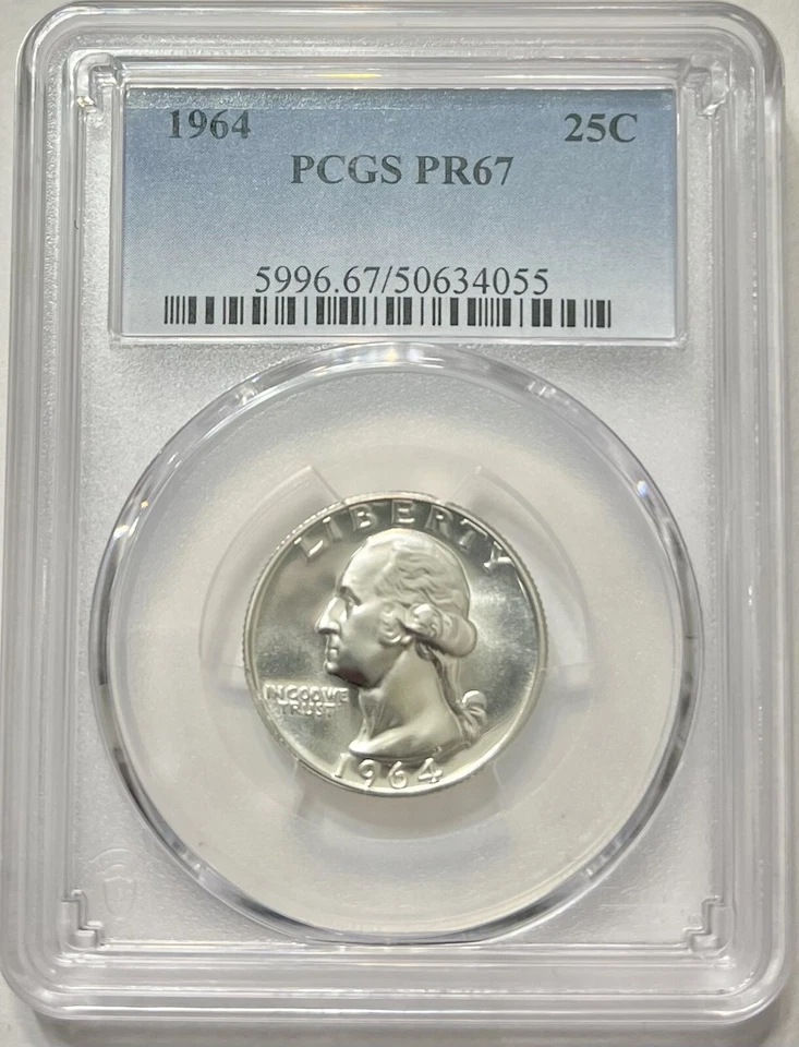 Washington Silver Quarter 1964 Proof PCGS PR 67 90% Silver Uncirculated 25c Coin - Image 3 of 4