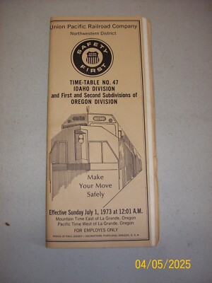 Union Pacific Railroad Idaho & Oregon 1st &2nd Subs / Division #48 July 1973