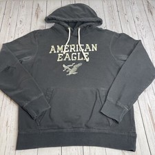 American Eagle Outfitters Vintage Hoodie Hooded Sweatshirt Black Mens Small