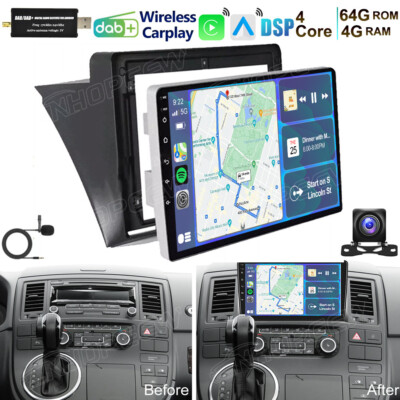 DAB+ 4+64GB Android Autoradio Carplay Für VW T5 Multivan Transporter 2010-2015
