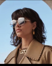 Brand New Fendi Sunglasses FE40016U Metal Gold  Geometric 60-140 Italy