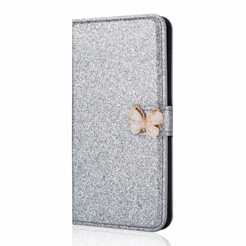 Glitter Wallet Case Butterfly Slim Flip Cover for Samsung S22+/S21/S20+ FE Ultra - Image 4 of 4