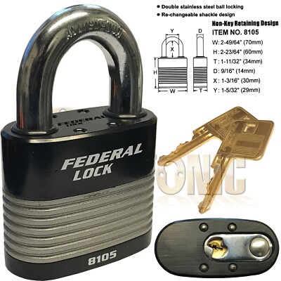 Federal FD8105 High Security Heavy Duty Steel Padlock Gates Shed Garage Barn