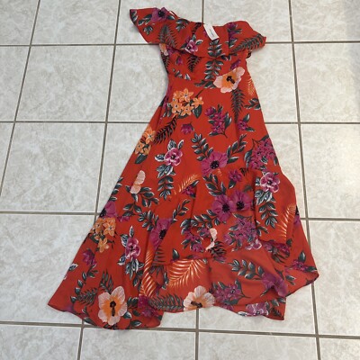 Francesca's Miami Floral Dress Boutique Red Size 2XS NWT $68 Fast Ship