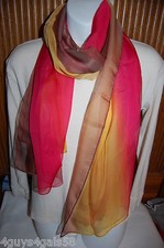 Fashion Scarf SHEER 64x26 Fall Colors BROWN GOLD DARK PINK Light Weight 2 Chic