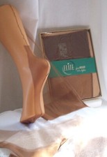 VINTAGE 40S NOS FULL FASHION RHT SHEER FLAT KNIT MESH NYLON STOCKINGS CUBAN HEEL
