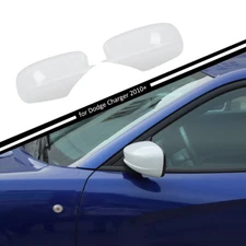 Exterior Side Door Mirror Cover Shell Rearview Cap for 2010+ Dodge Charger White