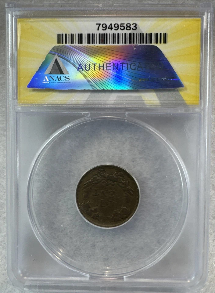 1857 Flying Eagle Cent 1C ANACS VF20 Details  - Image 3 of 4