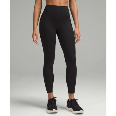 Lululemon Fast Free High-Rise Leggings Pockets Size 8 Glow Black Running Yoga