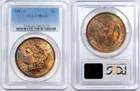 1883-O Morgan Dollars - PCGS MS-63 - Lovely Rainbow Toned