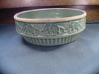 Antique Brush McCoy Elephants on Parade Green Pottery Stoneware Bowl