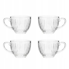 4er Set Glas Tassen 460ml Kaffee Tee Jumbo Becher