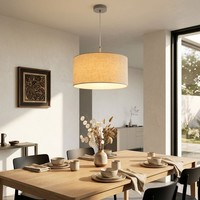HäNgelampe Pendelleuchte Wohnzimmerlampe Sand Esstischlampe E27 Stoff H 120 Cm