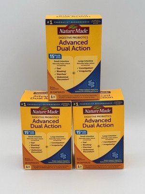 3 ~ Nature Made Digestive Probiotics Advanced Dual Action ~ 90ct Total ~ 12/2025