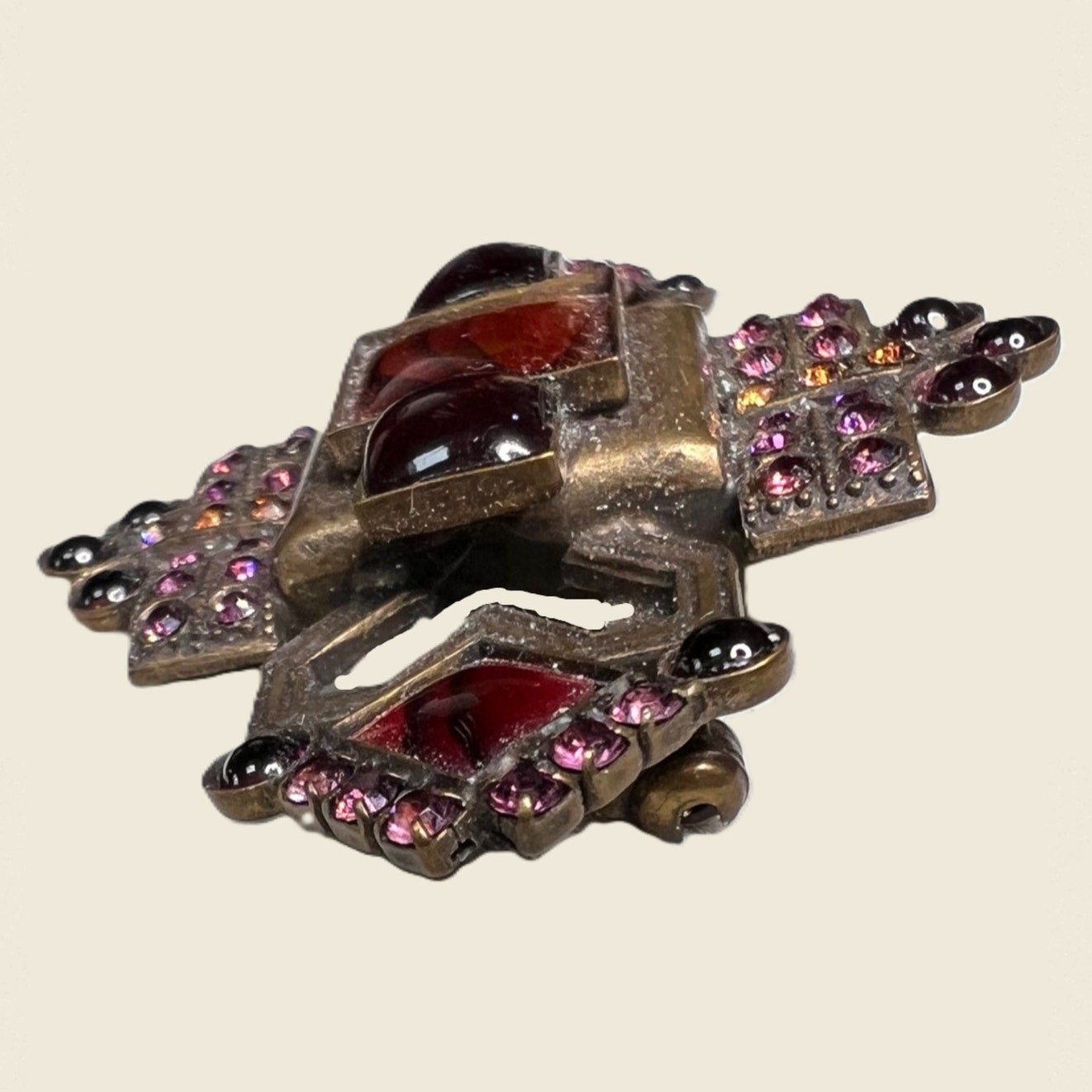 Signed Sorrelli Geometric Statement Brooch Brass … - image 3