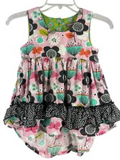 Jelly the Pug Girls Dress Size 8 Floral Bird Ruffle Layered Colorful Butterfly