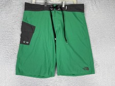 The North Face Board Shorts Mens 34 Green Colorblock Swim Trunks Pockets READ ME