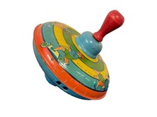 Vintage Lithograph Tin Top with Children Playing A3-39