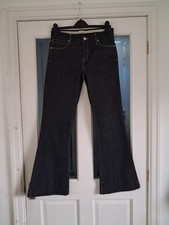 KAREN MILLEN Lovely Black Stretch Cotton Mid Rise Bootcut Jeans 12L W32" L31.5"