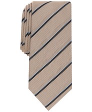 ALFANI Mens Neck Tie Tan Diagonal Stripe Modern Classic Silk Blend Necktie
