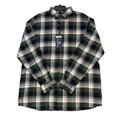Hart Schaffner Marx Plaid Flannel Shirt Men  s L 100 Cotton Green Red NWT 150