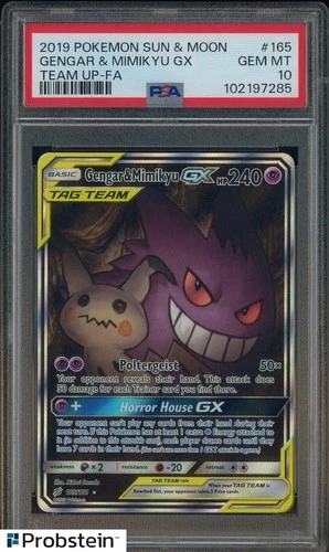 2019 Pokemon Sun & moon Team Up #165 FA Gengar & Mimikyu GX PSA 10 GEM MINT