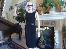 Dolce & Gabbana Black Wool Sheath Dress w/Faux Leather Detail Size IT 44- US 8