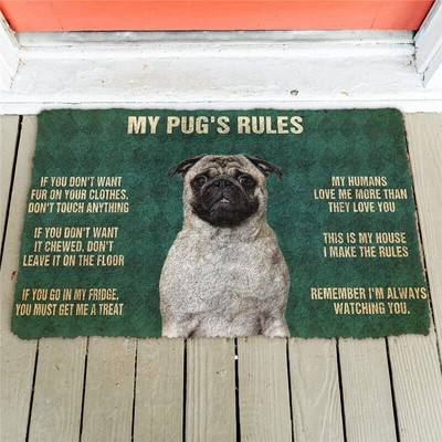 Doormat Non Slip Front Door Mat Pugs Rules Doormat Decor Print Animal Dog Flo...