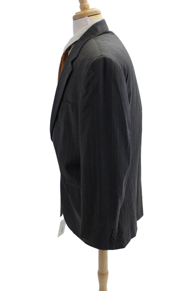 Franco Tassi Para Hombres Lana Rayas Cuello Abotonado Traje Chaqueta Gris Talla 42L Foto 3 de 4