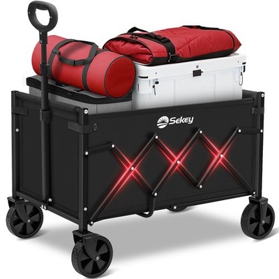 Sekey Wagon Cart with Wheels with 220LBS CapacityHeavy Duty Wagon Carts Foldable