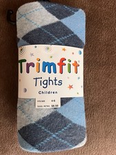 Trimfit Kids Tights Blue and Gray Argyle Patterned Tights Size 4-6 NIP