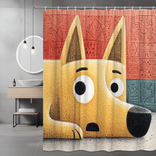Cartoon Dog Shower Curtain, Kids Animal Print, Cute Dog Face